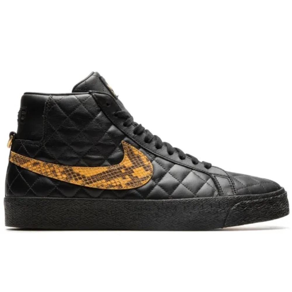 Nike Supreme SB Black Quilted High-Tops with Gold Swoosh